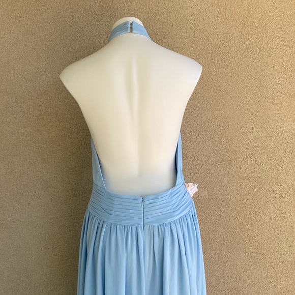 Blue Sky Deep V Neck Party Cocktail Gown Dress - Picture 7 of 8